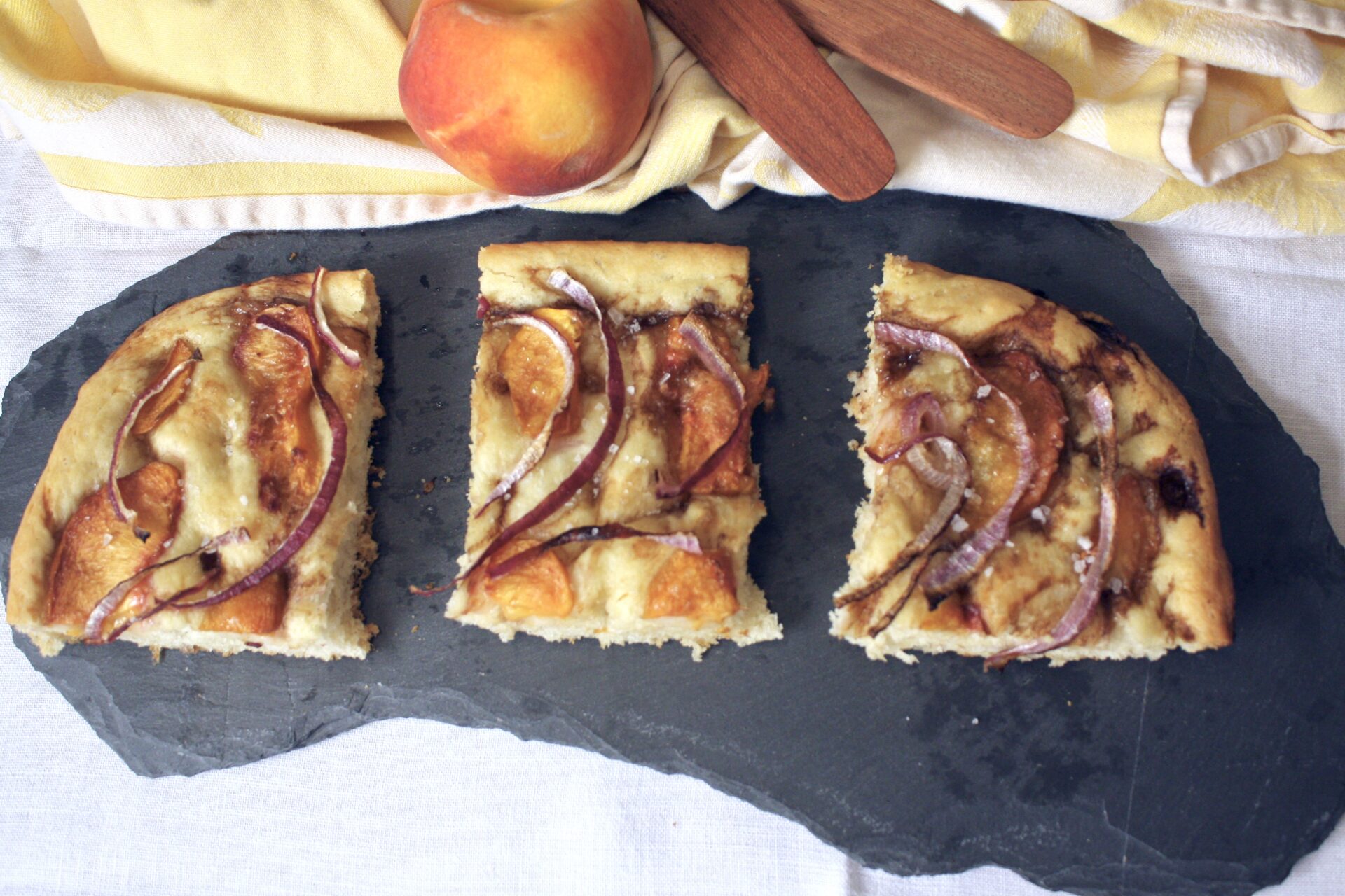Balsamic Peach & Red Onion Focaccia Bread