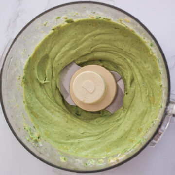 avocado cilantro lime dressing in food processor bowl | hearth health happiness