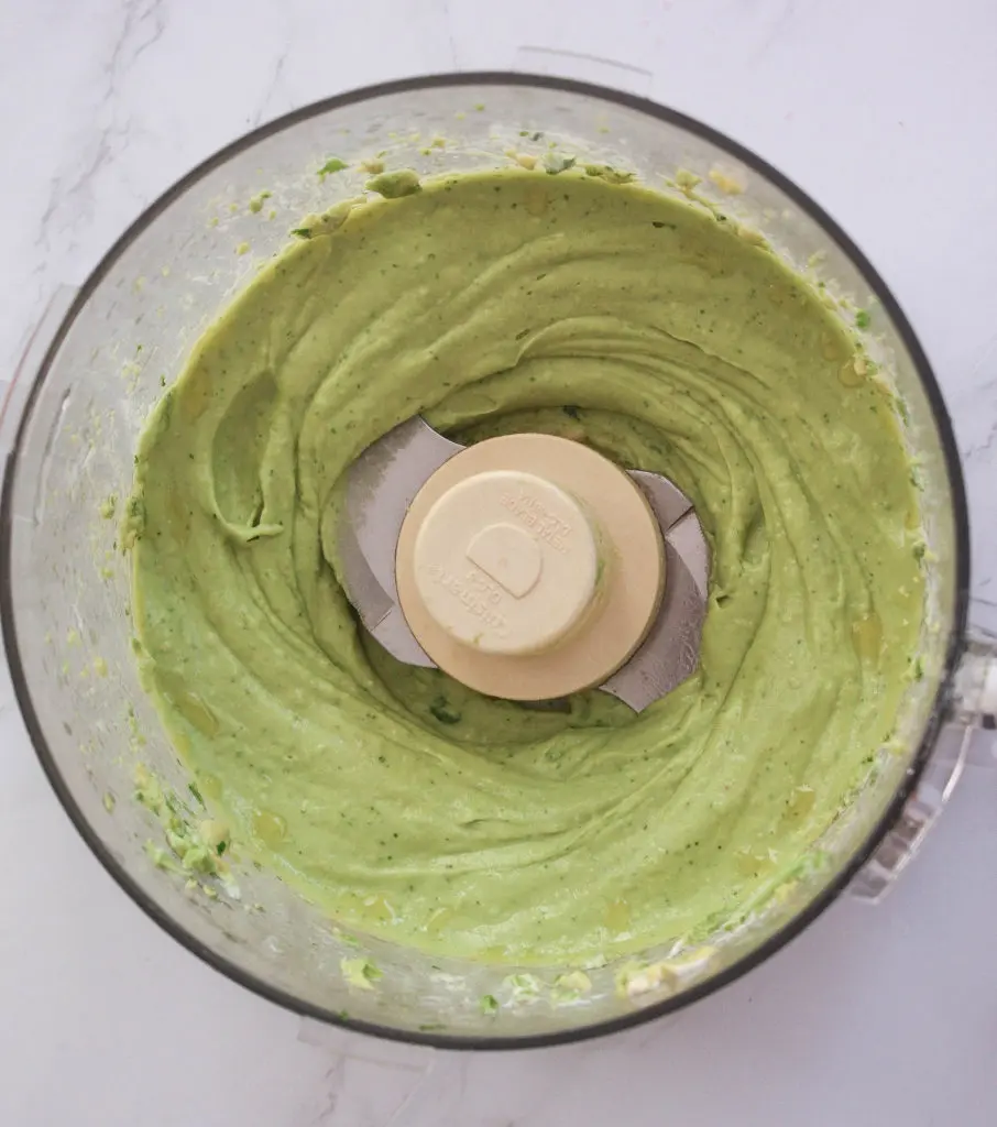 avocado cilantro lime dressing in food processor bowl | hearth health happiness