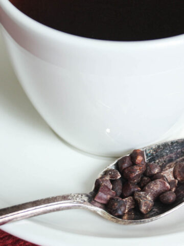 coffee with caco nibs | hearth health happiness