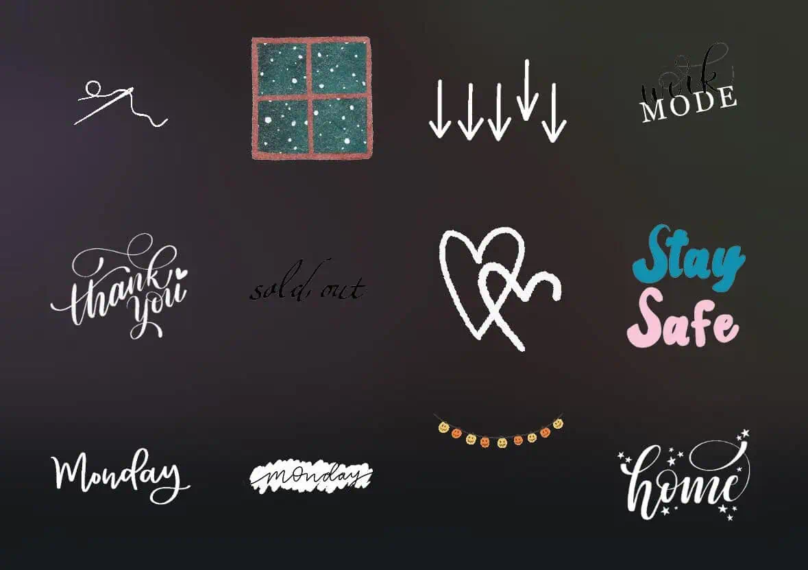 screenshot of gifs to use as instagram story stickers when you search the name hanmade