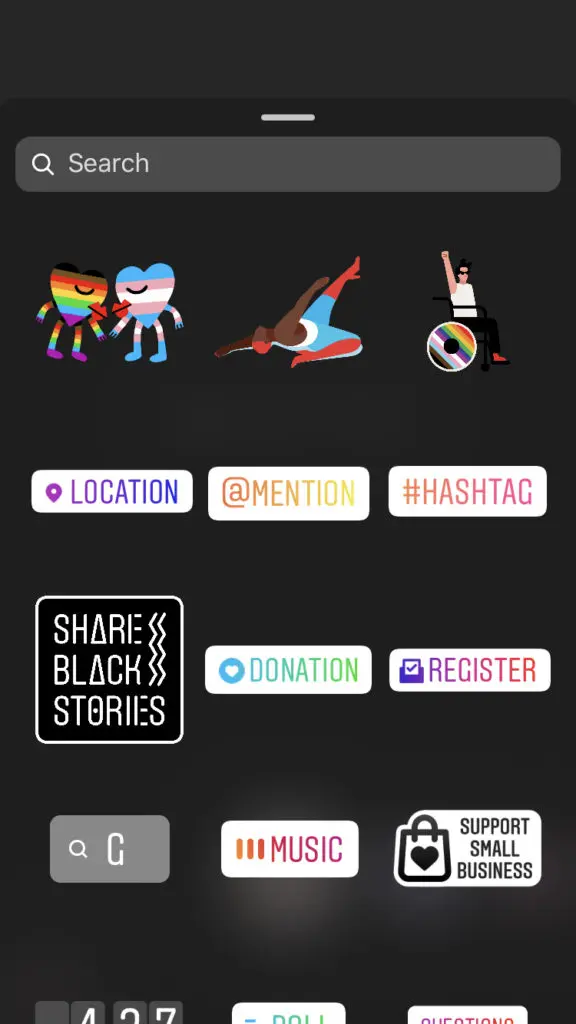 Screenshot of Instagram Story Options | hearth health happiness