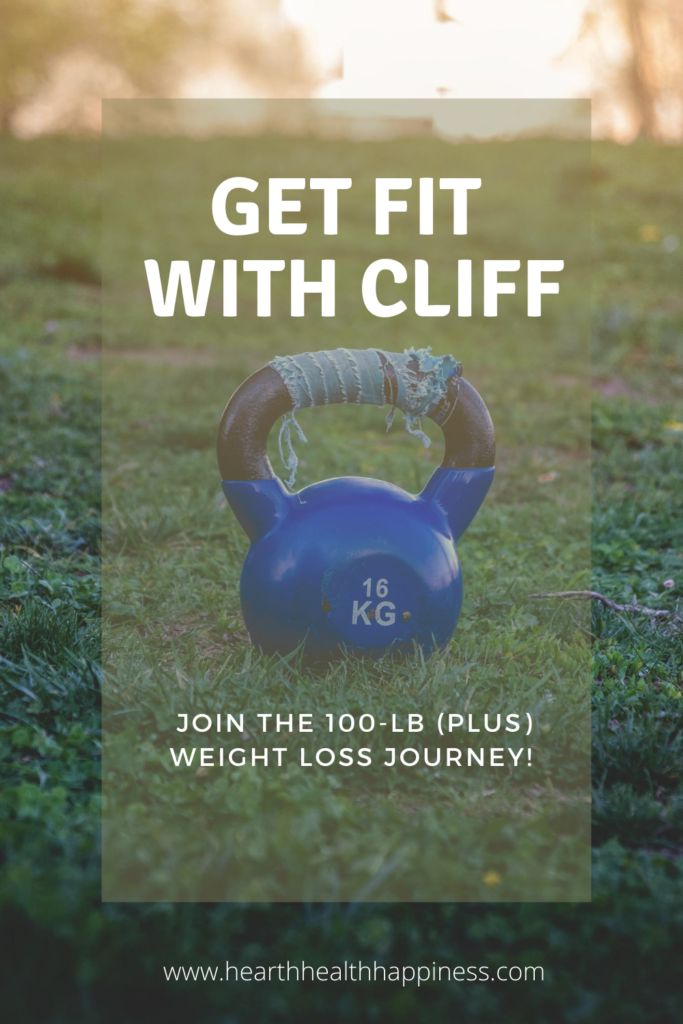 pinterest pin for cliff gets fit with kettlebell sitting in grass | lifestyle | hearth health happiness