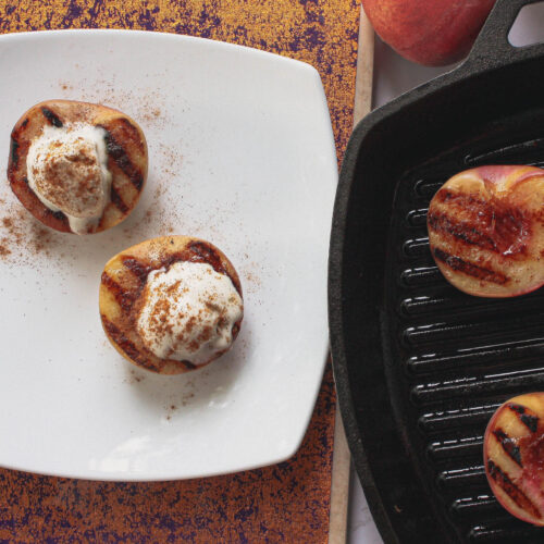 grilled peaches with ice cream | food blog | hearth health happiness