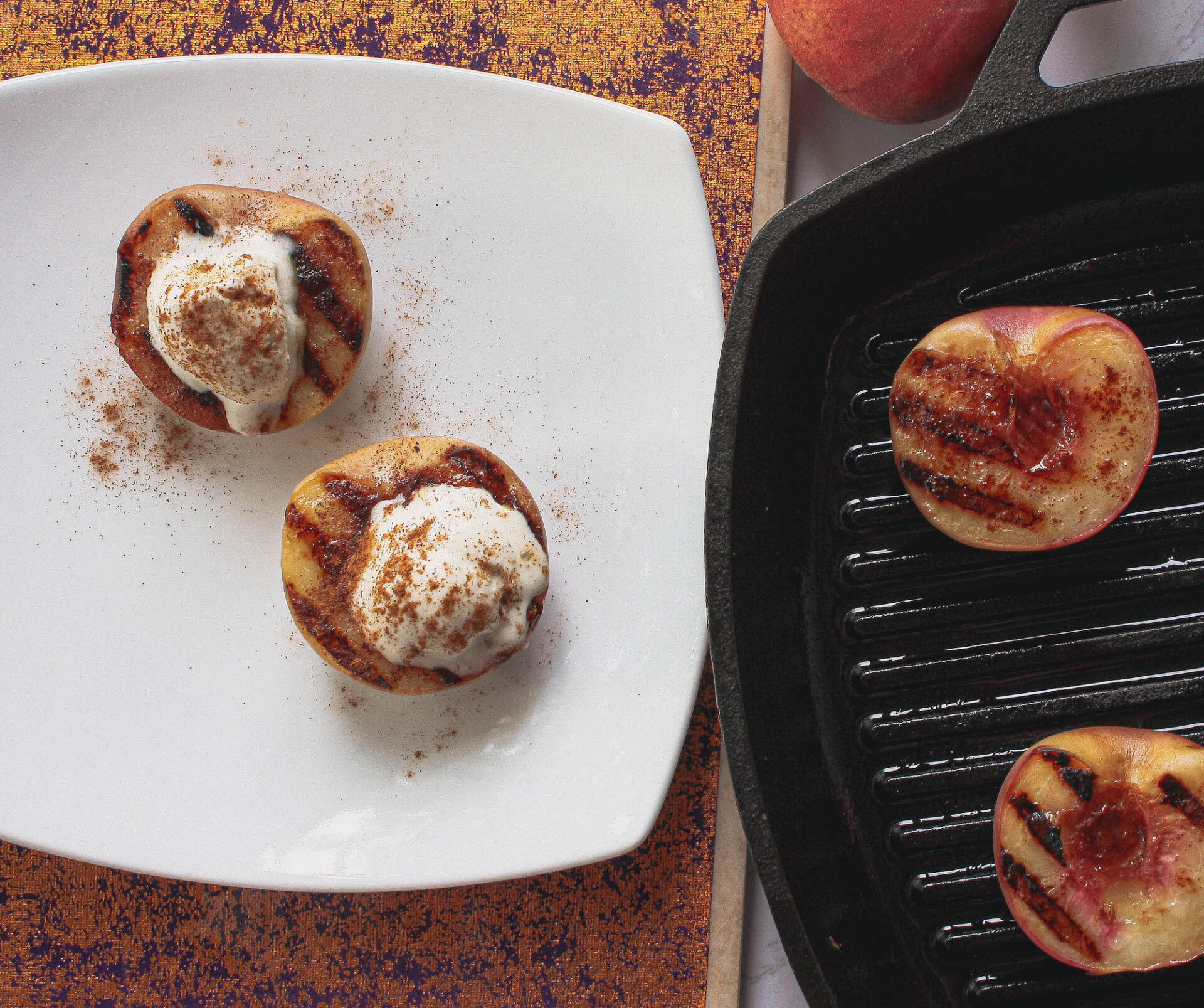 grilled peaches with ice cream | food blog | hearth health happiness