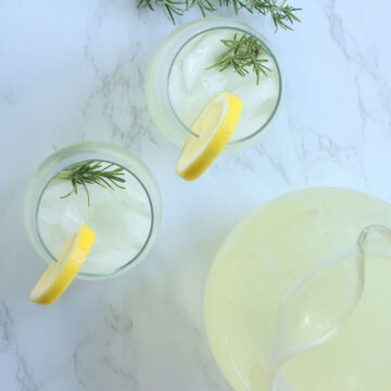 overhead image of skinny lemonade | food blog | summertime drinks | hearth health happiness
