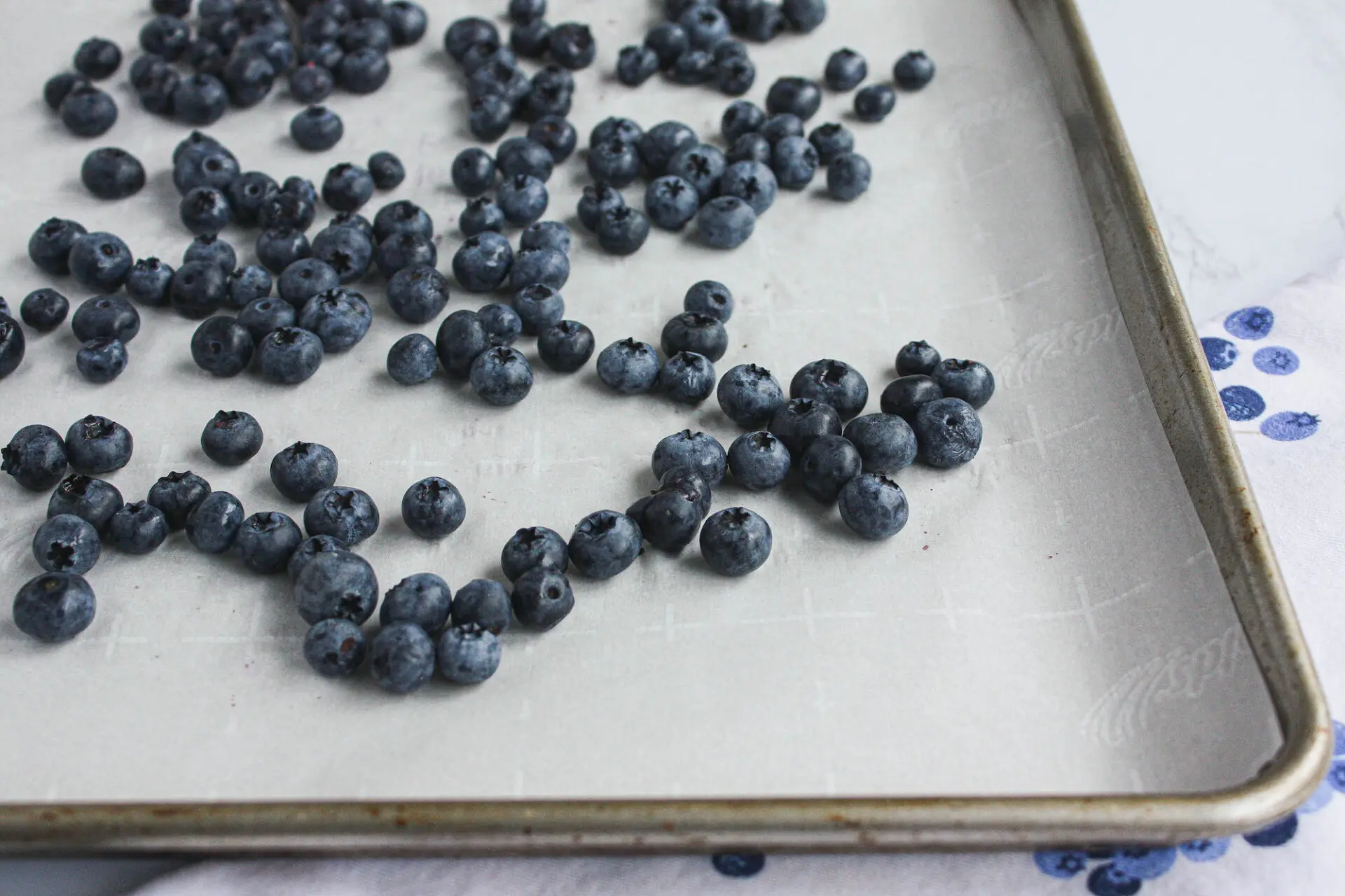 fresh blueberries on parchment-lined baking sheet | food blog | hearth health happiness