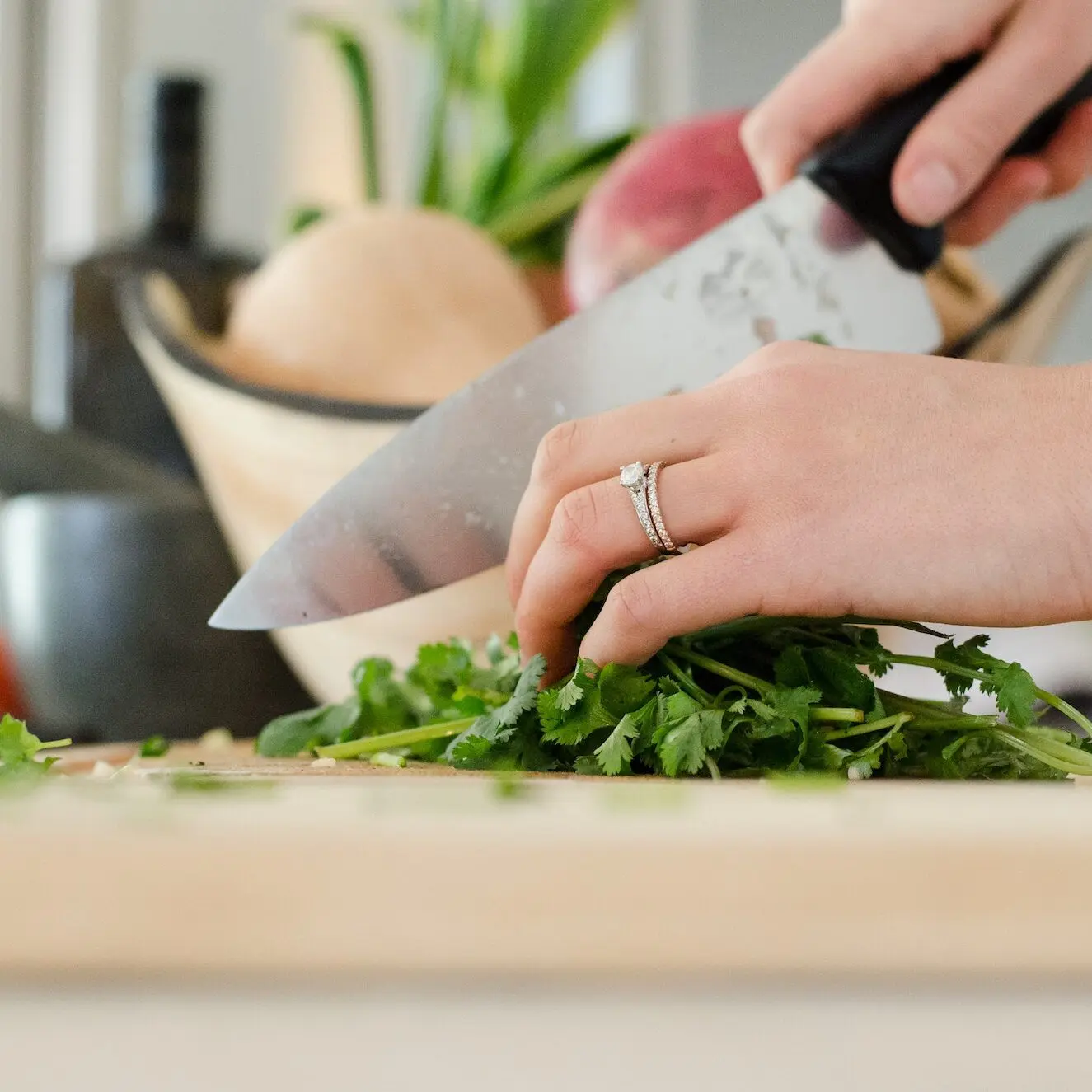 chopping herbs | food blog | Photo by Alyson McPhee on Unsplash | hearth health happiness