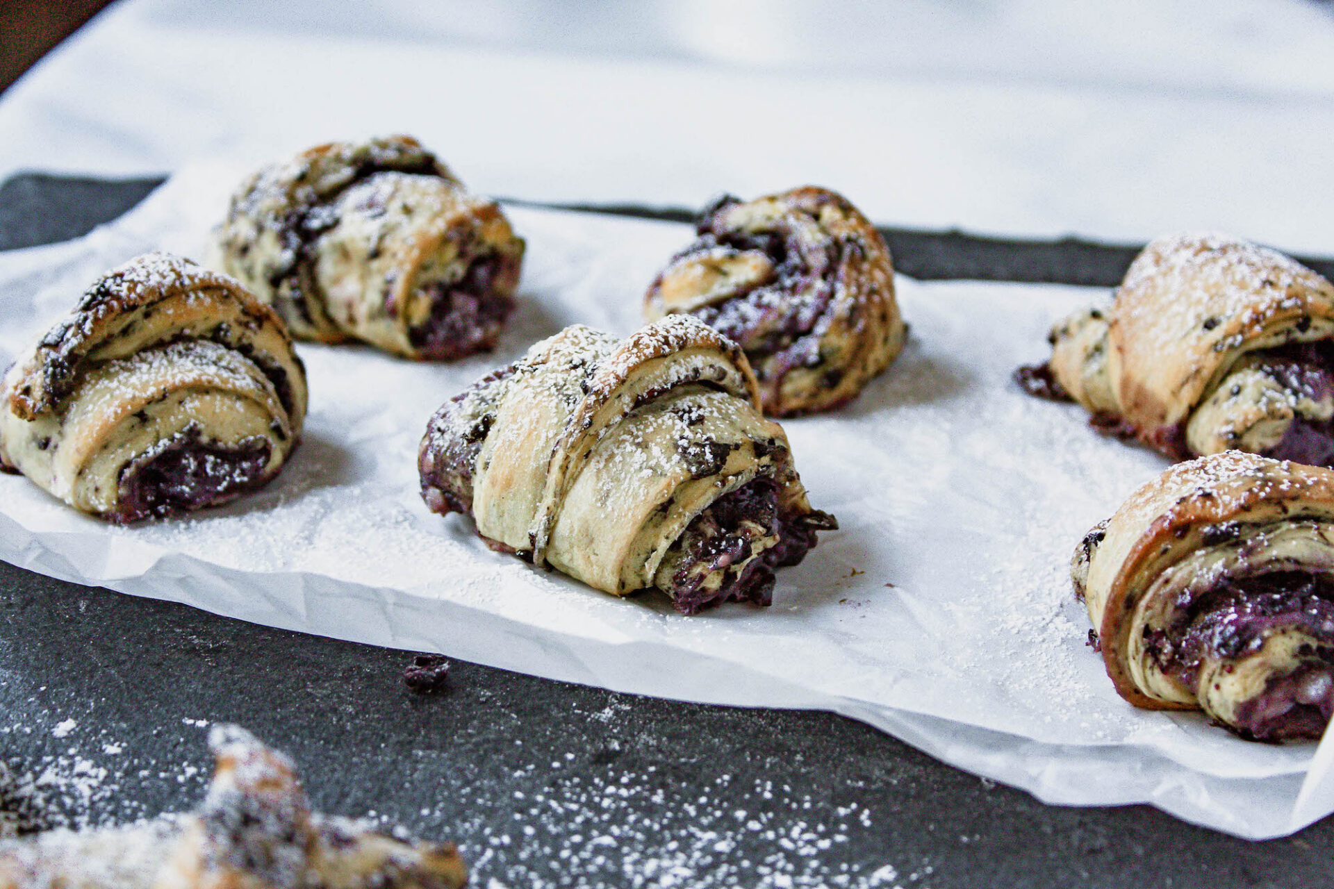 blueberry crescent rolls on parchment paper | food blog | hearth health happiness