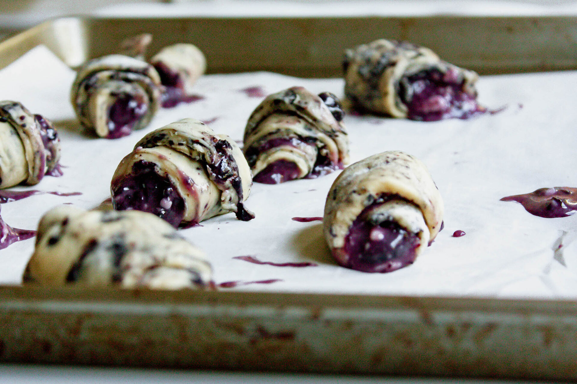 Rolled blueberry crescent rolls before baking | food blog | hearth health happiness