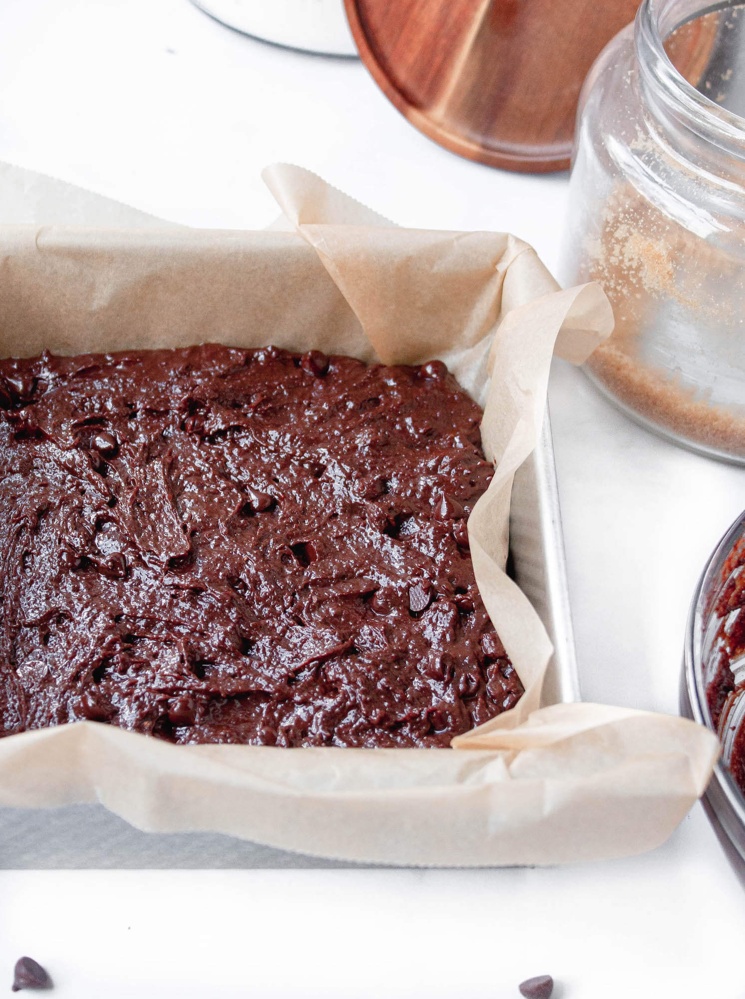 red wine brownie batter in pan | hearth health happiness