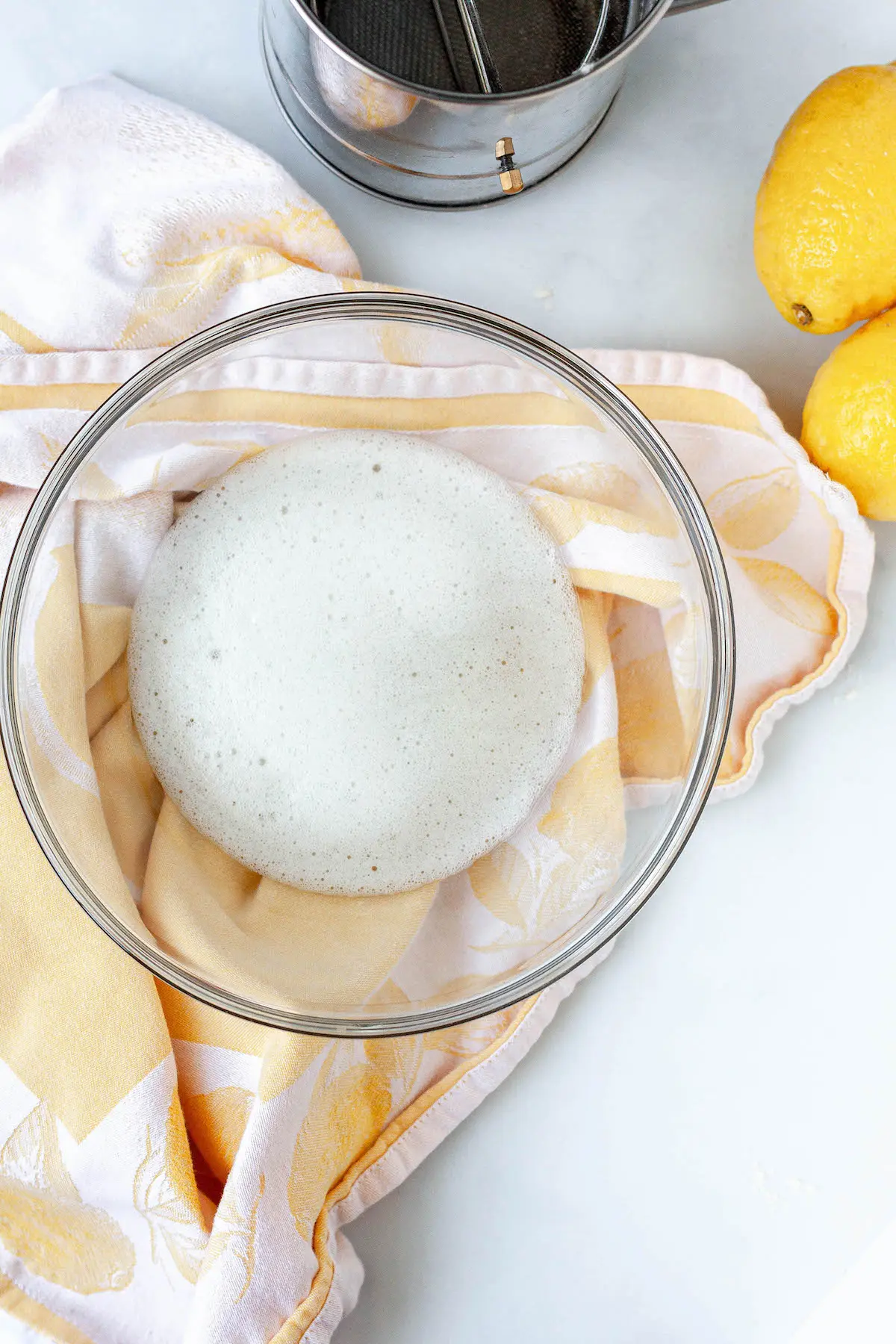 whipped aquafaba in bowl