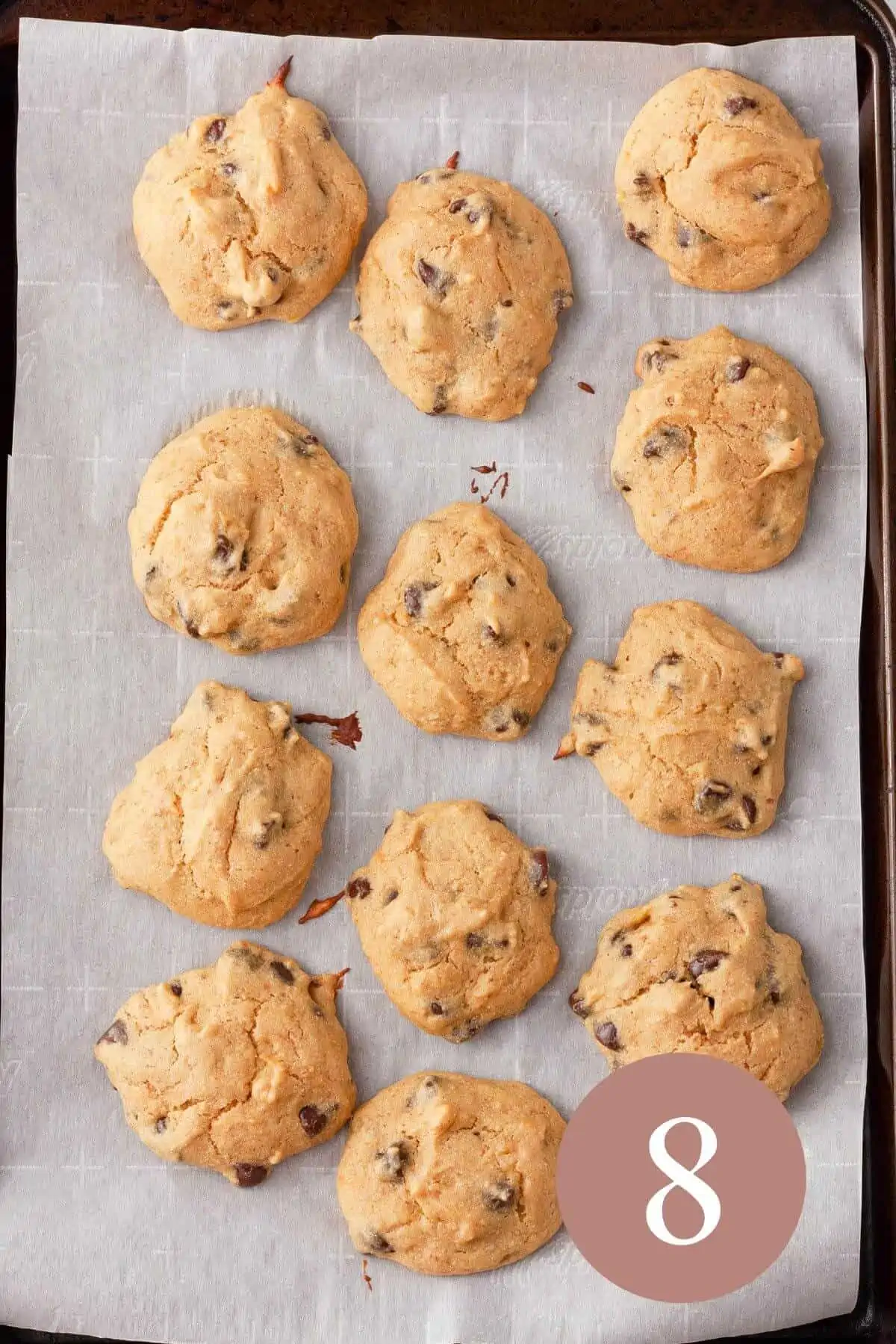 Baked cookies on parchment paper