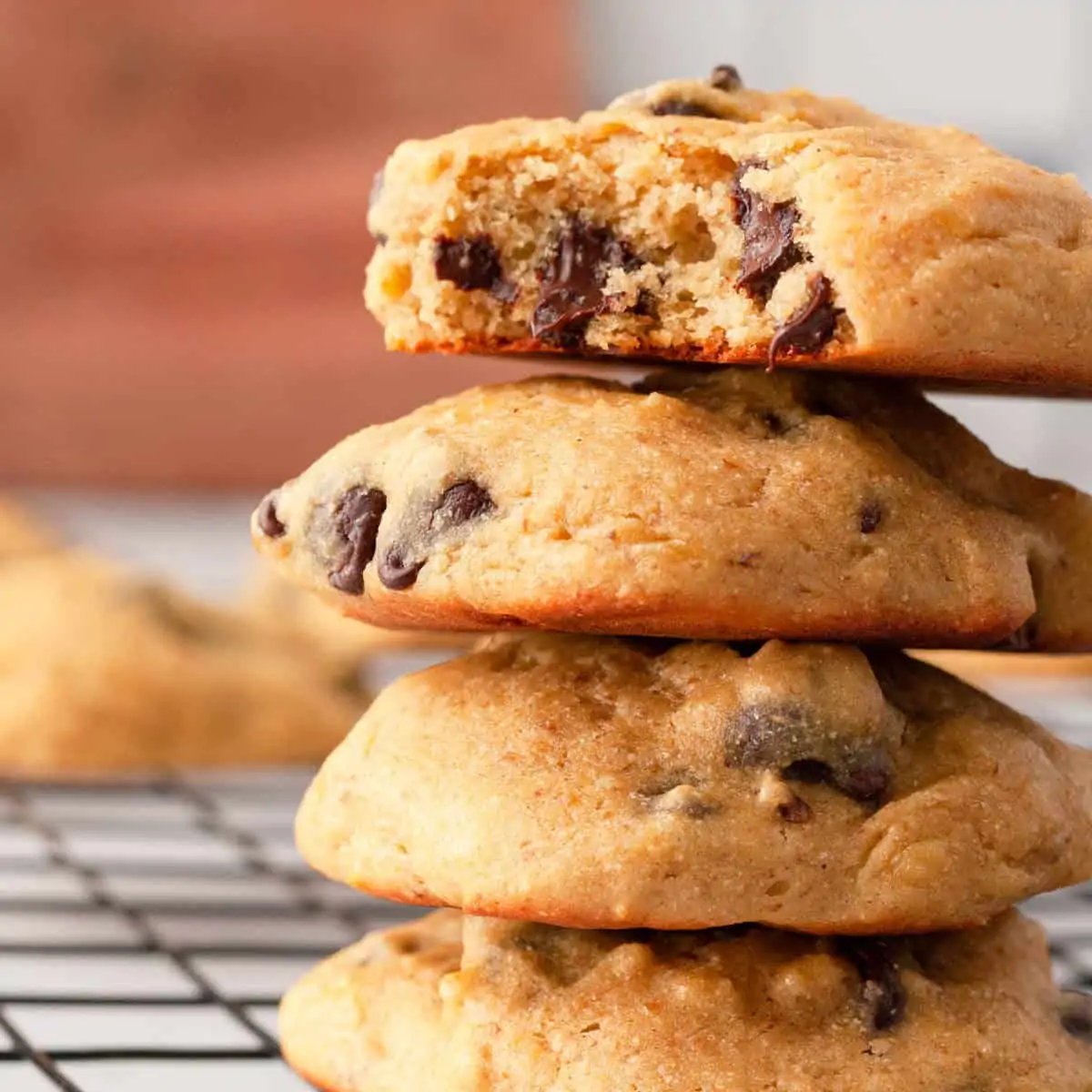 Stacked cookies on wire rack