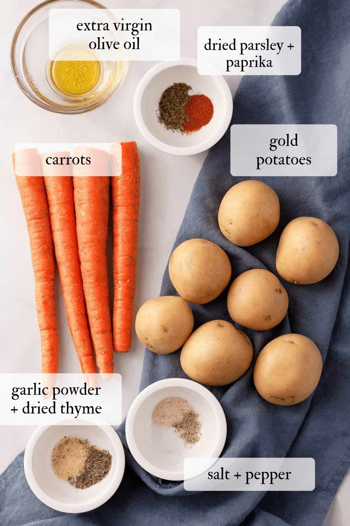 overhead image of individual ingredients before cooking
