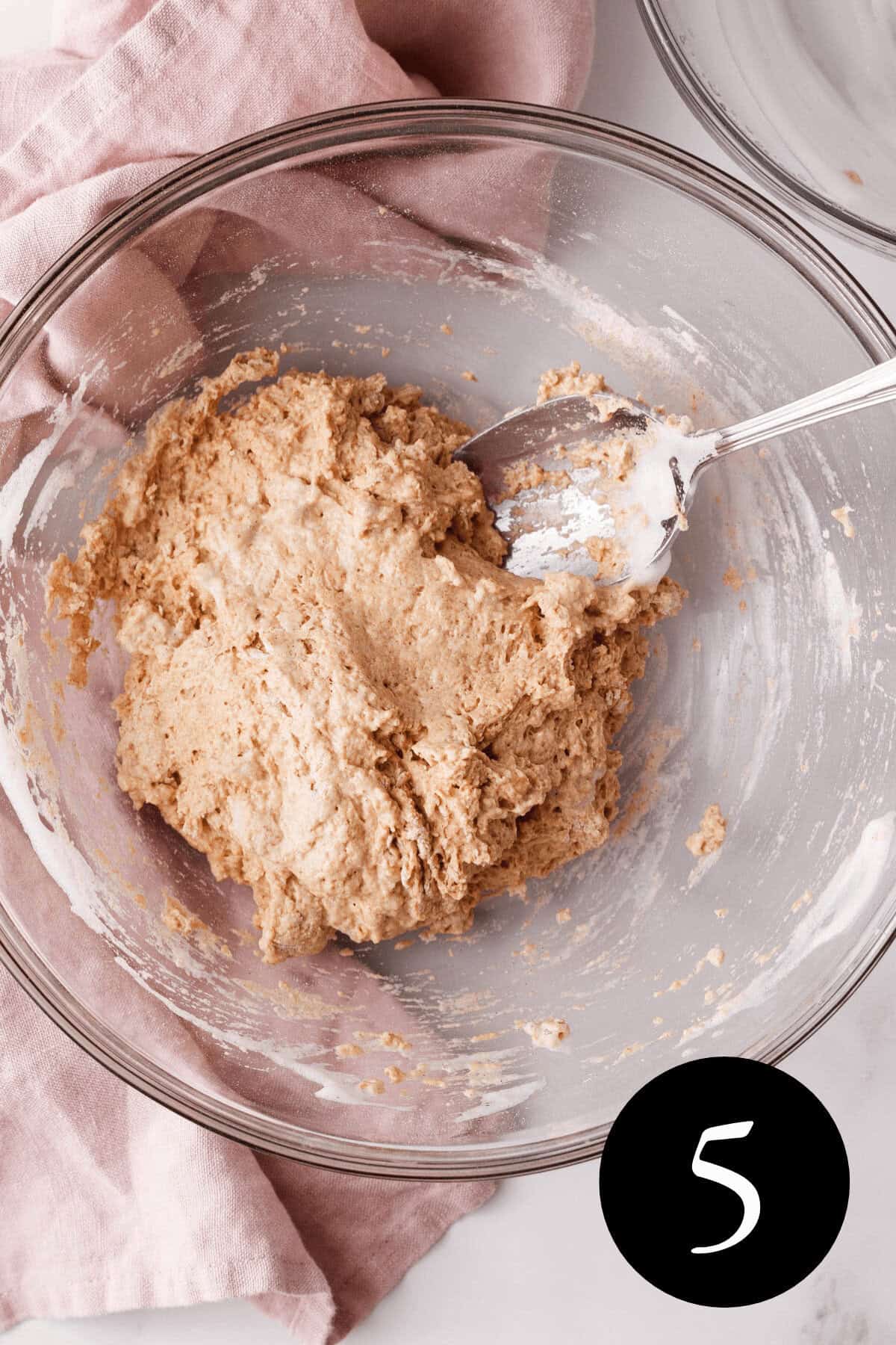 overhead image of fritter dough without apple bits