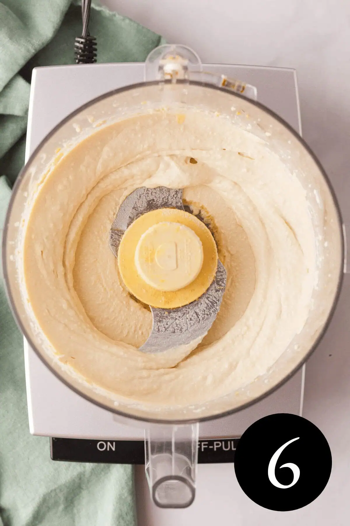 overhead image of blended vegan whipped feta ingredients