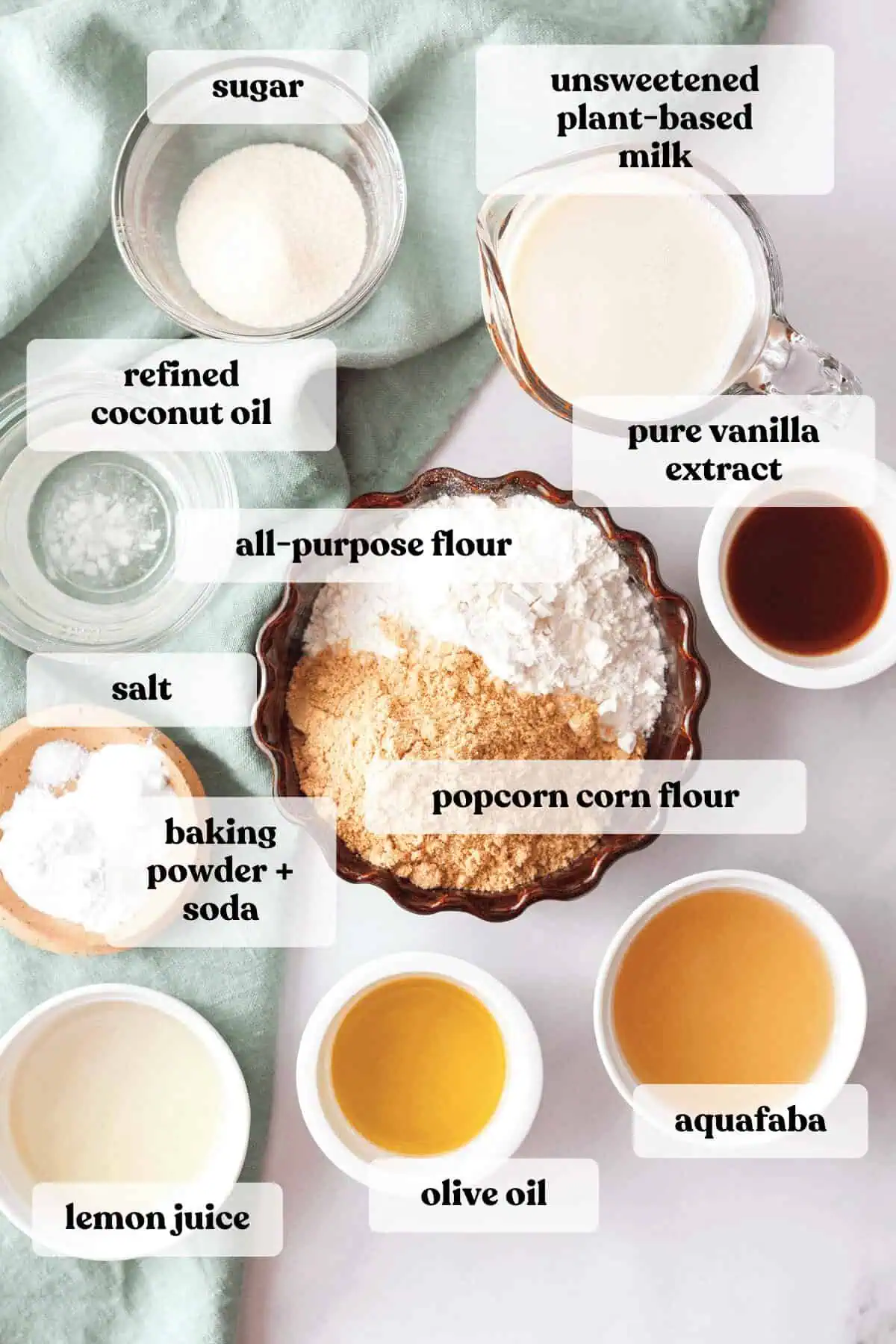 overhead image of ingredients on counter with text labels